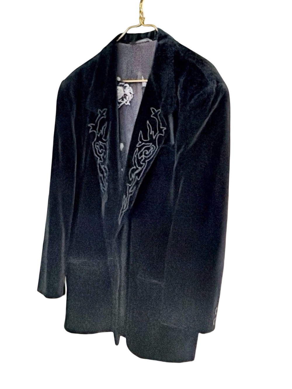 Byblos Men’s Black Velvet Embroidered Blazer / Tux Jacket | Italy | 40R (US) - Picture 2 of 13